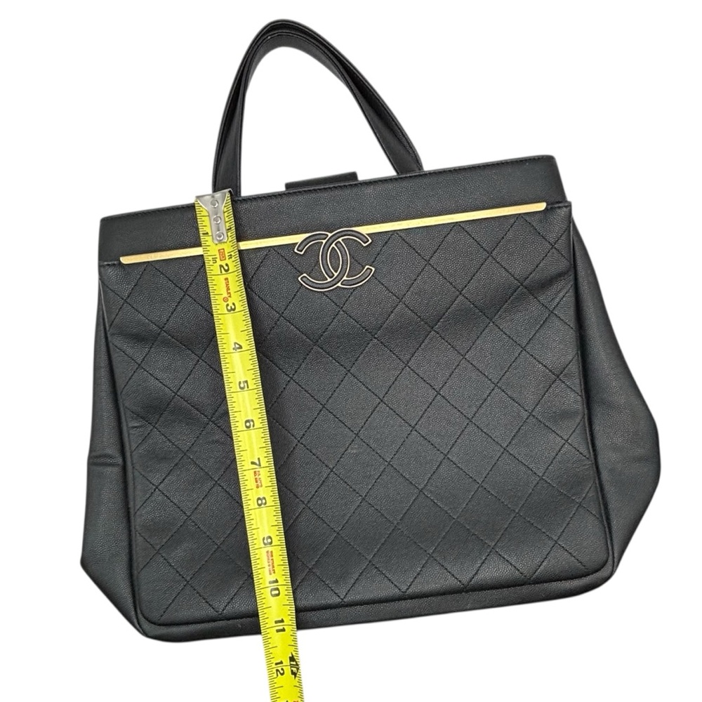Chanel Dark Navy and Gold Accents Quilted Tote Bag - Picture 5 of 13